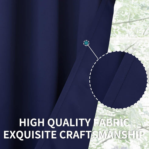 BGment Short Curtains 30 Inches Length, Rod Pocket Half Window Drapes for Kitchen, Navy Blue, 2 Panels
