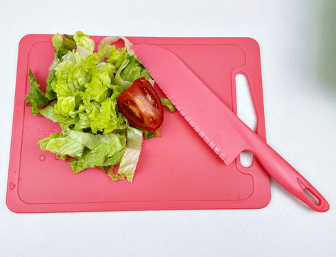11" Professional Plastic Lettuce Knife with Serrated Edges for Cutting Salad Fruit Cake Bread Brownie Lasagna or Various Veggies, Pizza Cutter, Nylon Knife for Nonstick Pans, 2 Pack Pink by jawbush