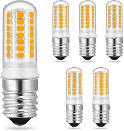 E17 LED Microwave Bulb - Warm White 3000K, 20W 30W 35W Halogen Equivalent Replacement Refrigerator Bulbs, 6 Pack
