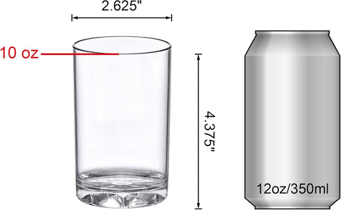 Amazing Abby - Liberty - 10-Ounce Plastic Tumblers (Set of 6), All-Clear Reusable Plastic Drinking Glasses, BPA-Free,