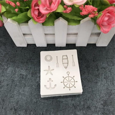 Small Sea Oar Boat Anchor Star Rudder Lifebuoy Silicone Mold Tools for Chocolate, Candies, Ice Cubes