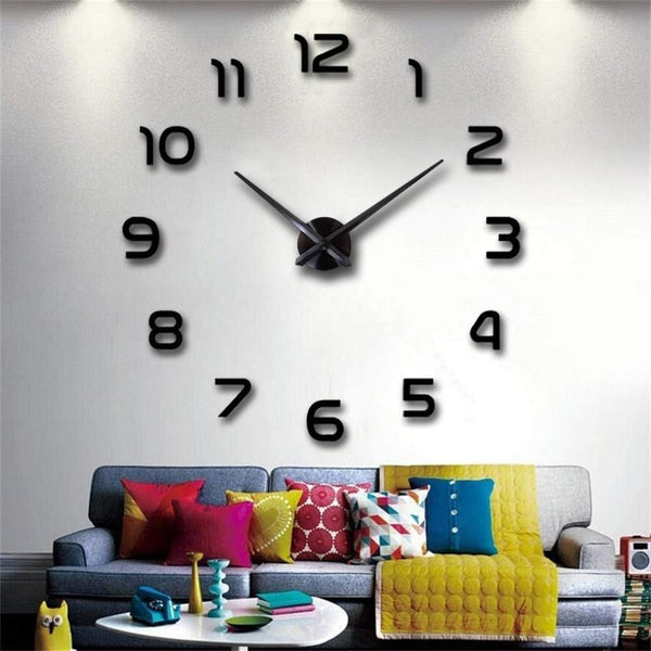 FASHION in THE CITY Big Size 3D DIY Mirror Surface Wall Clock, Silent Non-Ticking Decorative Movement Clocks