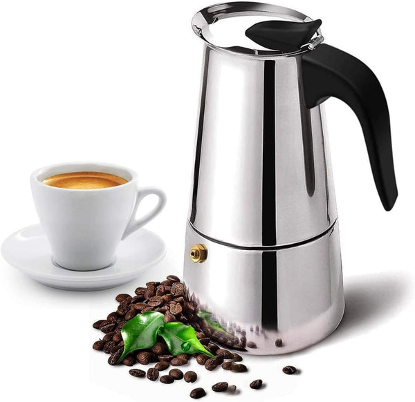 Coffee Maker - Stainless Steel Percolator Stovetop Espresso Latte Maker - Easy Clean (300ML 6 Cup)