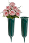 Black Duck Brand Green Plastic Cemetery Memorial Grave Flute Flower Vases, 9.75", 2 Pack