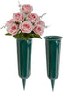 Black Duck Brand Green Plastic Cemetery Memorial Grave Flute Flower Vases, 9.75", 2 Pack