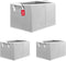 Storage Bins for Shelves, 3-Pack Medium Linen Organizers and Collapsible Baskets with Handles for Bedroom, Gray