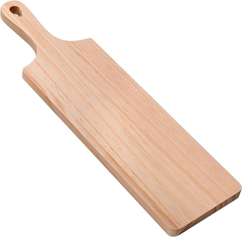 Small Rubber Wood Cutting Board with Handle, 16" X 4.5" Long for Serving Bread, Meat, Fruits, Cheese