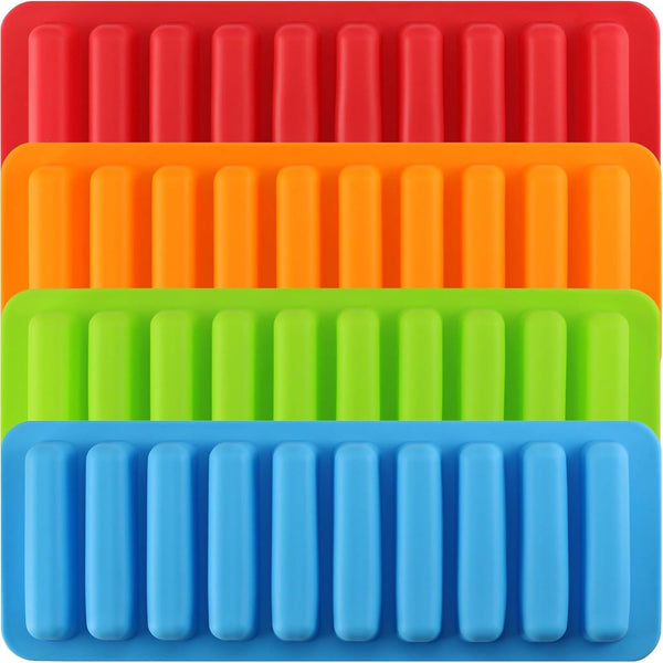 10 Cavity Long Stick Silicone Candy Chocolate Molds for Chocolate Gummy Candy Caramel, Set of 4
