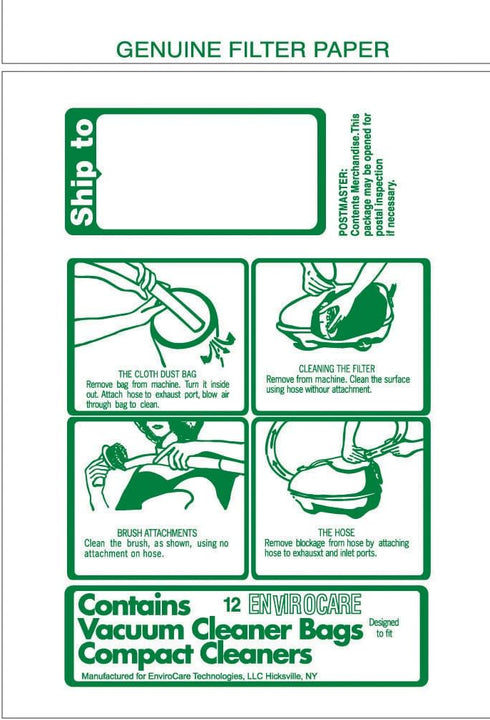 Replacement Vacuum Cleaner Dust Bags Made to Fit TriStar and Compact Canisters - 12 pack - EnviroCare