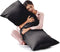 Love's Cabin Satin Body Pillowcase, Silky Cooling Long Pillow Cover with Envelope Closure, 20x54 inches, Black