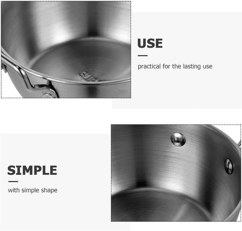 UPKOCH Ramen Cooking Pot, 13cm Stainless Steel Pasta Stockpot, Induction Saucepan for Stovetop Cooking
