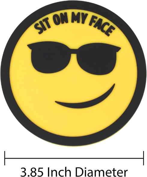 4 Set, Pcs Sit On My Face Funny Coasters for Drinks, Drink Coasters for Coffee Table, Gold & Black Smirking Smile