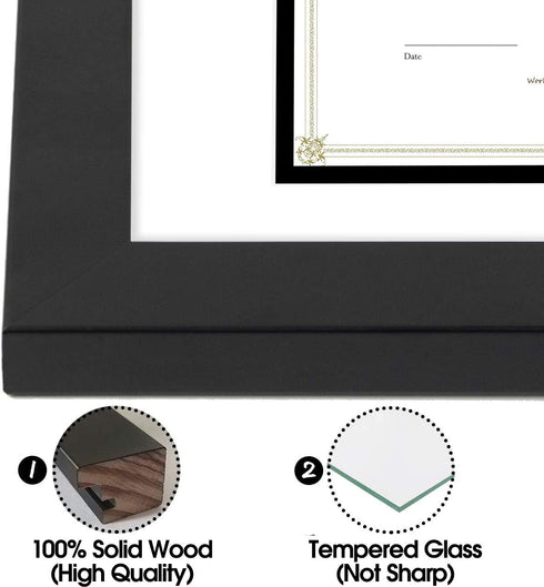 Golden State Art 11x14 Diploma Frame for 8.5x11 Document & Certificates with Mat, Solid Wood, 1 Pack