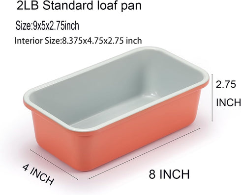 Monfish 2pcs Bread Loaf Pans for Home Baking, Carbon Steel 1lb Non-Stick 9x5 inch Loaf Tin