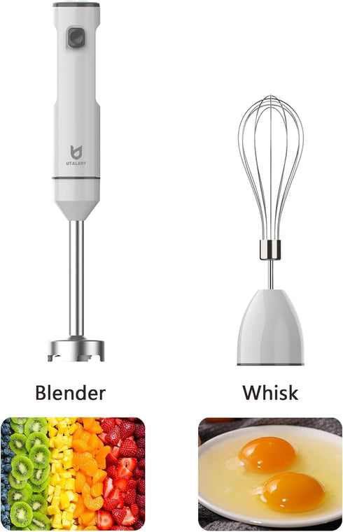 Cordless Hand Blender - UTALENT Variable Speed Immersion Blender with Fast Charger, Egg Whisk for Smoothies & Soups