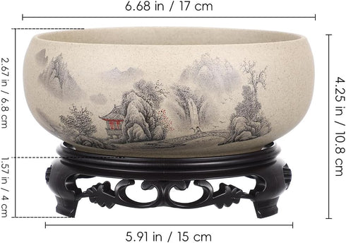 Water Lily Bowl Planter - Narcissus Bonsai Pot Ceramics Hydroponic Lotus Planter Ceramic Water Lily Pot with Stand No
