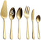 Berglander Stainless Steel Titanium Plated Flatware Serving Set, 6 Pieces, 45 Pieces Flatware with 1 Cake Server