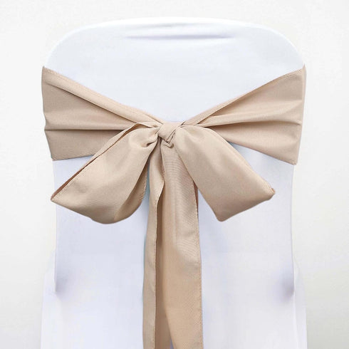 Efavormart 5 PCS Nude Polyester Chair Sashes Tie Bows for Wedding Events