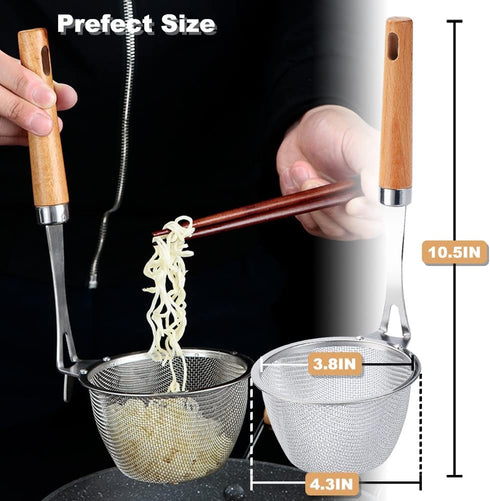 TENTA Kitchen Premium Stainless Steel Mesh Spider Strainer - 18/8 for Spaghetti Dumpling Noodles, 3.8 inch Diameter
