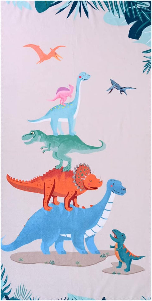 LIVILAN Small Dinosaur Beach Towel for Kids, 24x48, Microfiber, Quick Dry, Sand