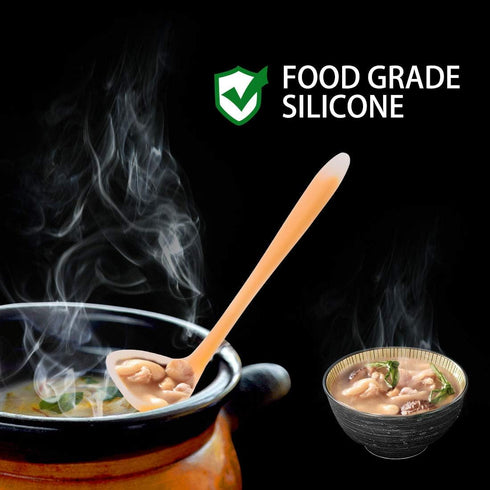 uxcell 8.3 Inch Silicone Soup Ladle Spoon, Heat Resistant to 450°F, One Piece Design for Restaurant Kitchen