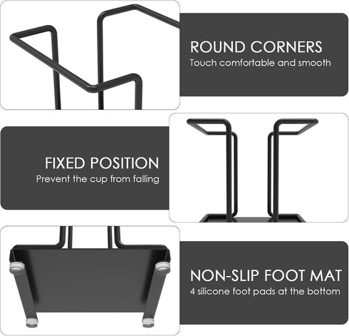 Metal Bathroom Cup Dispenser, Disposable Paper Cup Holder for Countertop Storage Organizer, Black