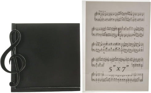 BroadwayGifts Co Black Treble Clef and Sheet Music Acrylic Table Top Picture Frame, 5 inch