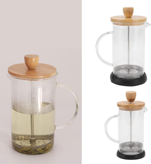 Premium French Press Coffee Brewer Pot, Heat Resistant High Borosilicate Glass, Bamboo Design for Home and Office