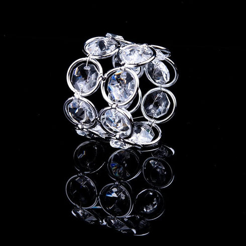 Set of 4pcs Silver Crystal Napkin Rings Handcraft Sparkly Holders for Special Occasions
