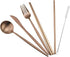 Eco-friendly Matte Finish Flatware Set, 7 Pieces Cutlery Set Knife Fork Spoon 18/10 Stainless Steel Rose Gold for