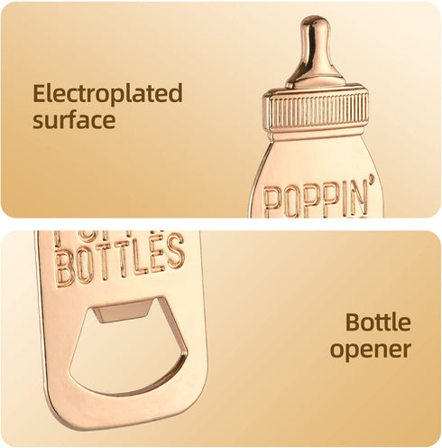 24 Packaging 24pcs) pcs Baby Shower Return Gifts for Guest Supplies Poppin Baby Bottle Shaped Bottle Opener Wedding