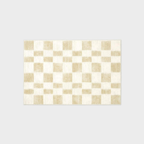EVERGRACE Checkered Plaid Area Rug 2x3, Soft Fuzzy Faux Wool Washable Anti Slip Small Rug for Entryway Bedroom
