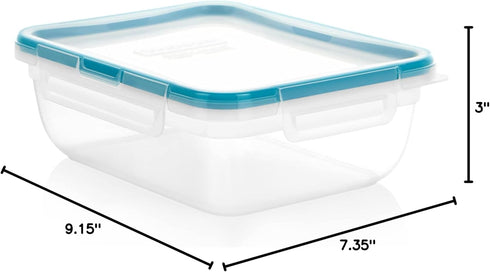 Snapware Total Solution 8.5-Cup Plastic Food Storage Container with Lid, 8.5-Cup Rectangular Meal Prep Container, Non-Toxic, BPA-Free Lid with 4 Locking Tabs, Microwave, Dishwasher, and Freezer Safe