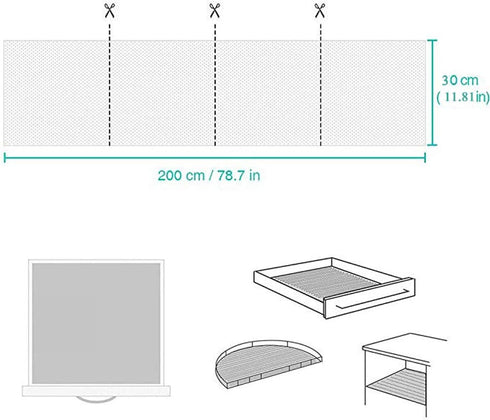 Shelf Liner Drawer Liner Non-Slip Mat - 12" x 6.5’ Grid Pattern PVC Non-Adhesive Grip Liner for Kitchen Cabinets