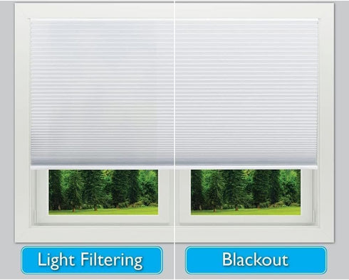 No Tools Easy Lift Trim-at-Home Cordless Cellular Blackout Fabric Shade by Redi Shade - White, 30" W x 64" L
