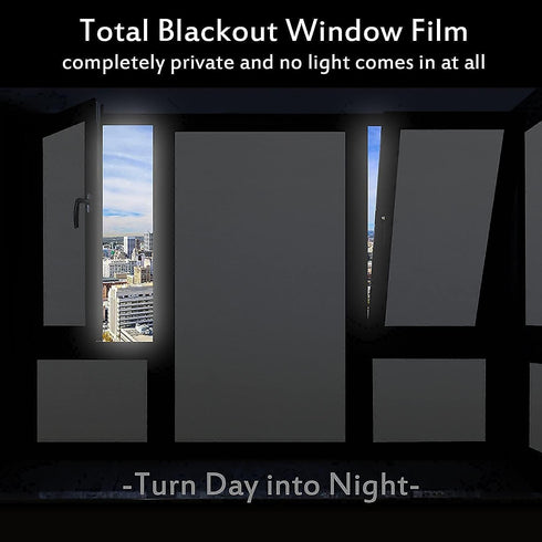 Blackout Window Films, White Sides 100% Light Blocking Window Cover for Bedroom Nursery Day Sleeping, Opaque Static Cling Privacy Film, Non Adhesive Thermal Insulated Window Treatment, 78.7"x17.7"