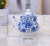 123Arts Teapot, Ceramic Tea Pot, Blue and White Teapot, Tea Pot for Home Office, 13 Oz