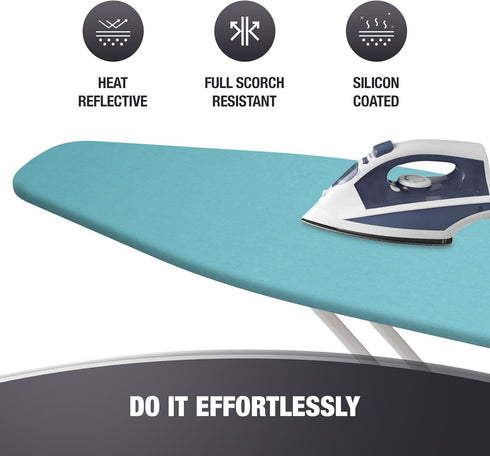 Ironing Board Cover with Heat Reflective Silicone Coating, Full Scorch Resistant Padding, Standard Size, Cotton