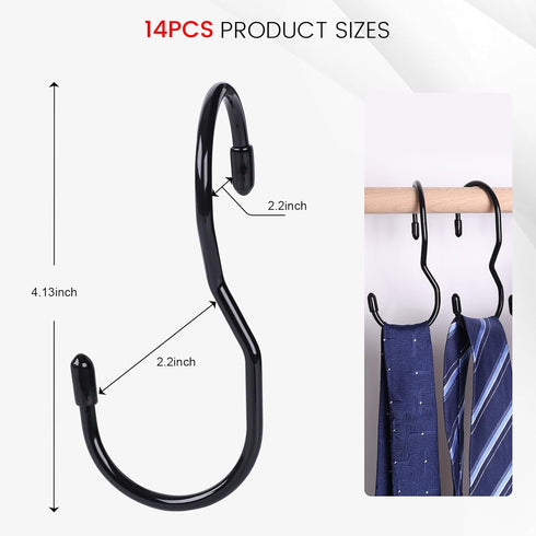 JOHOUSE 14PCS Purse Hanger for Closet, Large Size Closet Rod Hooks Black Vinyl Coated Bag Hanger Organizer Hooks Unique Twist Design for Bags Purses Handbags Hats by JOHOUSE