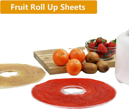 Non-stick Round Fruit Leather Roll Up Tray, Silicone Dehydrator Sheets for Food Machine Dryer, Fruit Roll Sheets