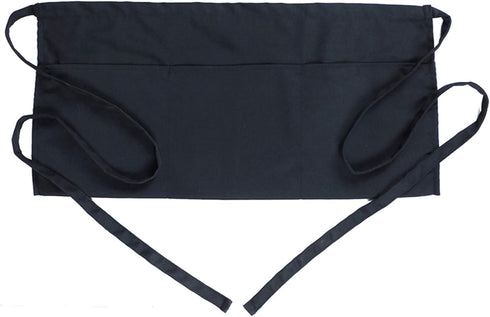 BOHARERS Black Waist Apron with 3 Pockets - Short Aprons for Waitress Waiter Server