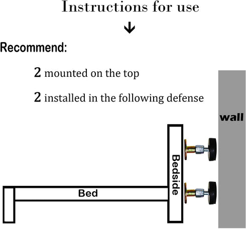 Krisler Adjustable Headboard Stoppers for Wall, Iron Bed Frame Anti-Shake Tool, Easy Install, Wall Protection, 30-64mm