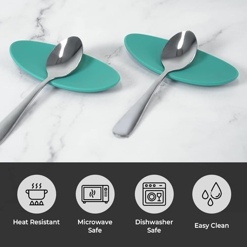 Carrotez Small Silicone Coffee Spoon Rest 2 Pcs, Flexible Spoon Holder for Kitchen Next to Coffee Maker
