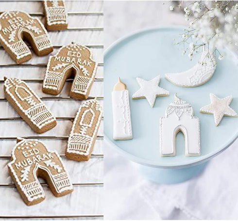 Aprildecember Ramadan Decoration Cookie Cutters Set, 6 Pcs Eid Fondant Cake Baking Tools for Ramadan Party Decorations