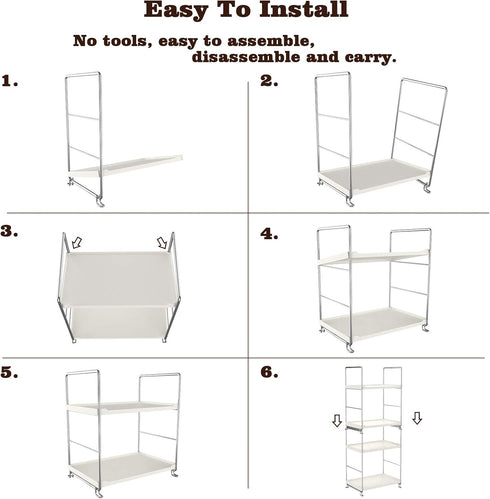 kaileyouxiangongsi Plastic/Metal 2-Tier Freestanding Stackable Organizer Shelf for Bathroom Countertop and Kitchen