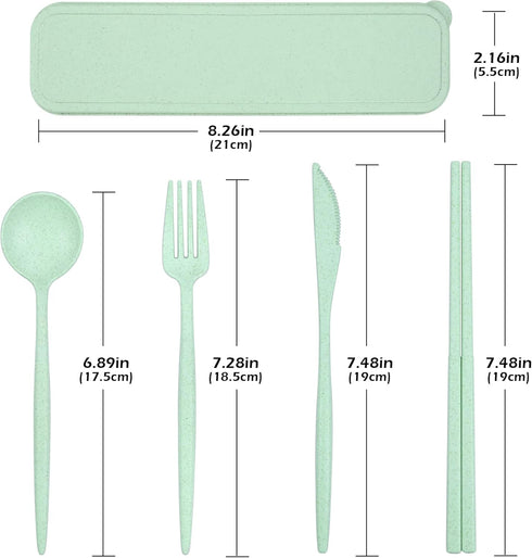 4 Sets Reusable Utensils Set with Case,Travel Utensils with Case,Reusable Utensils for Lunch Box accessories,Portable Chopsticks Knife Fork and Spoon Lunch Utensils Set for Travel Daily Use by TROUSKAIG
