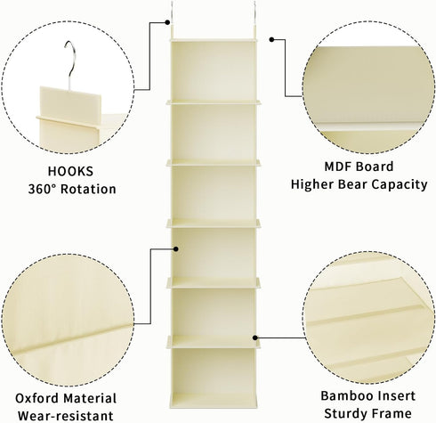 Closet 6-Shelf Closet YOUDENOVA Hanging Organizer, Hanging Shelves, Beige