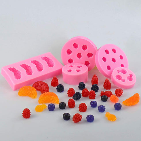 5Pcs Fruit Shaped Jelly Molds, 3D Mini Silicone Fruit Mold for Cupcake Decorating, Soap, Chocolate