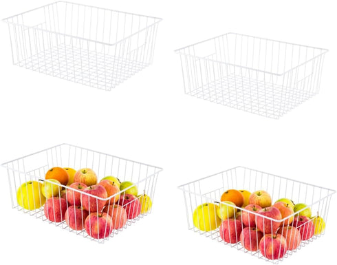 Freezer Organizer Bins - Upright Baskets for 16, 17, 21 cu.ft Standup Freezer, Wire Storage Baskets with Handles, 4Pcs,