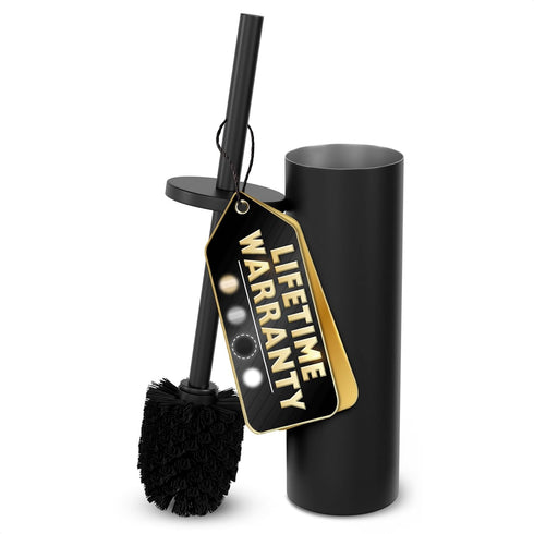 Black Toilet Brush and Holder Set - Scratch Resistant Black Toilet Bowl
